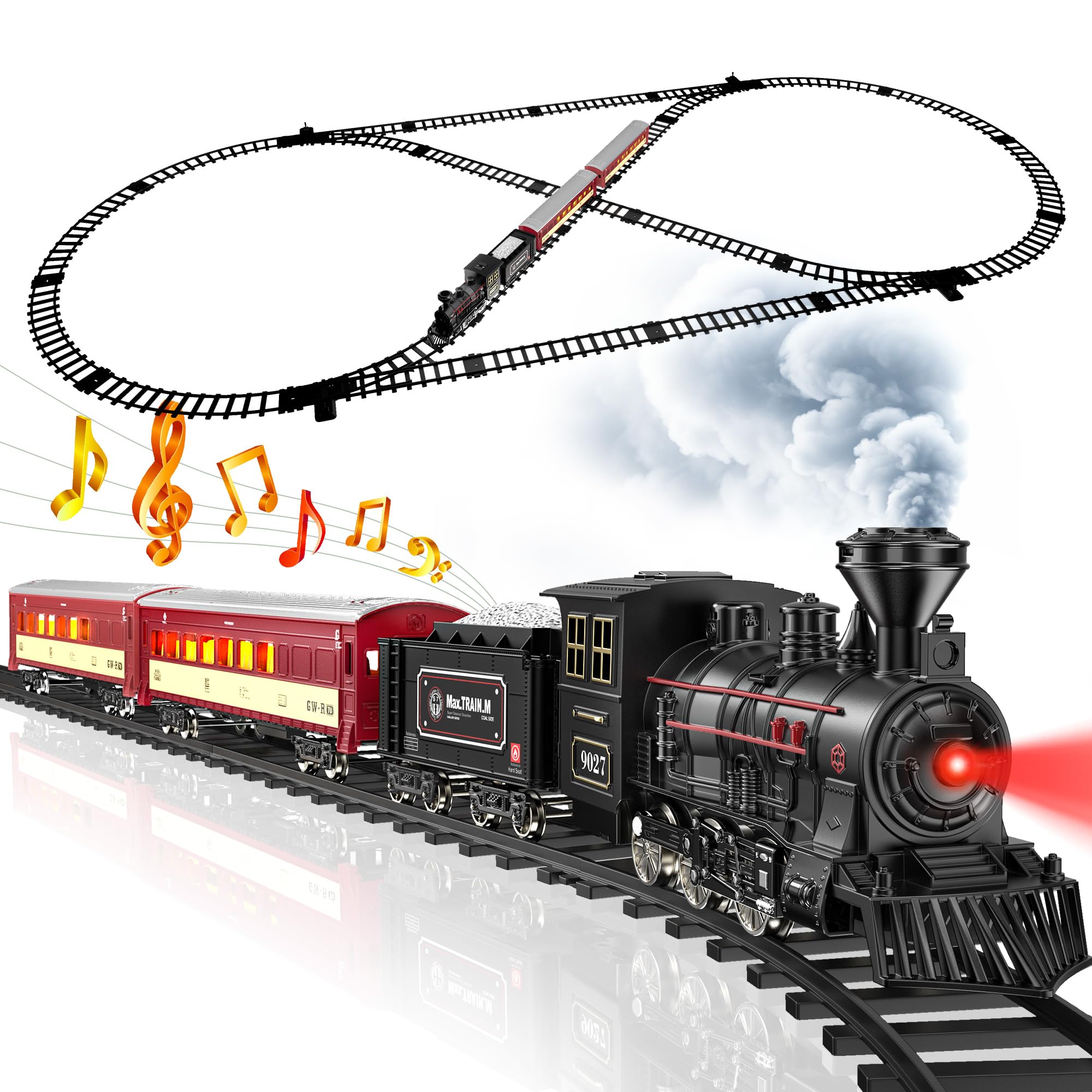 Hot Bee Smoking Toy Train Set with Lights & Sound