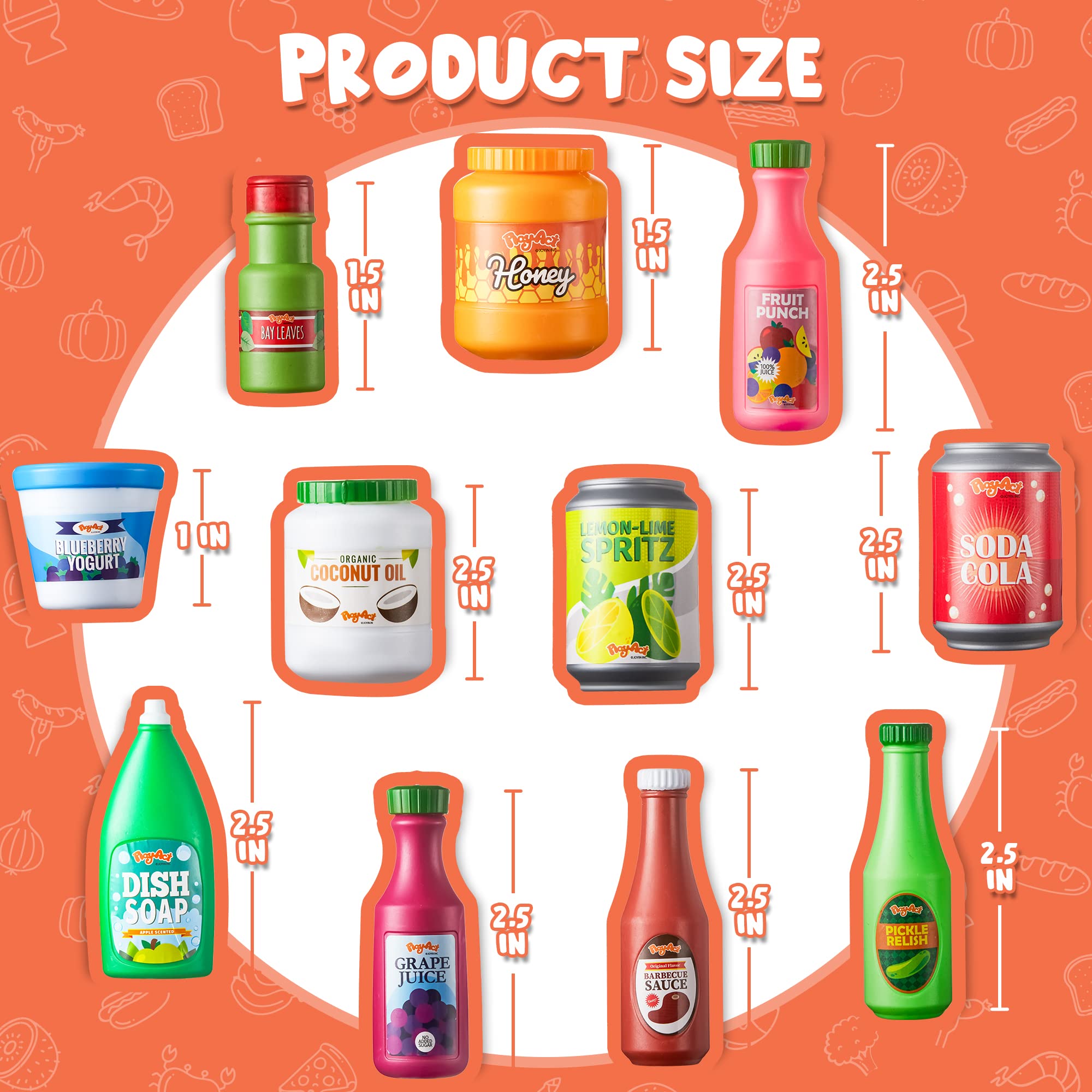 JOYIN 30-Piece Grocery Cans & Play Food Set for Kids