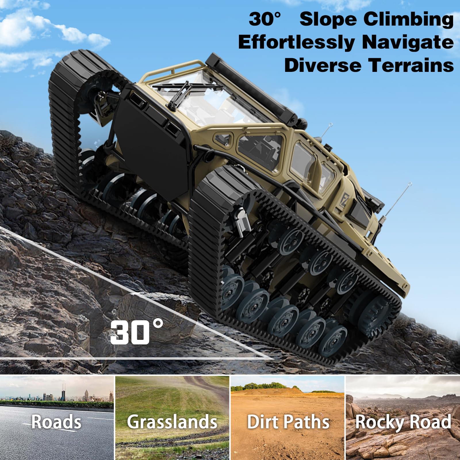 Mostop 4WD RC Tank Crawler with 360° Rotation