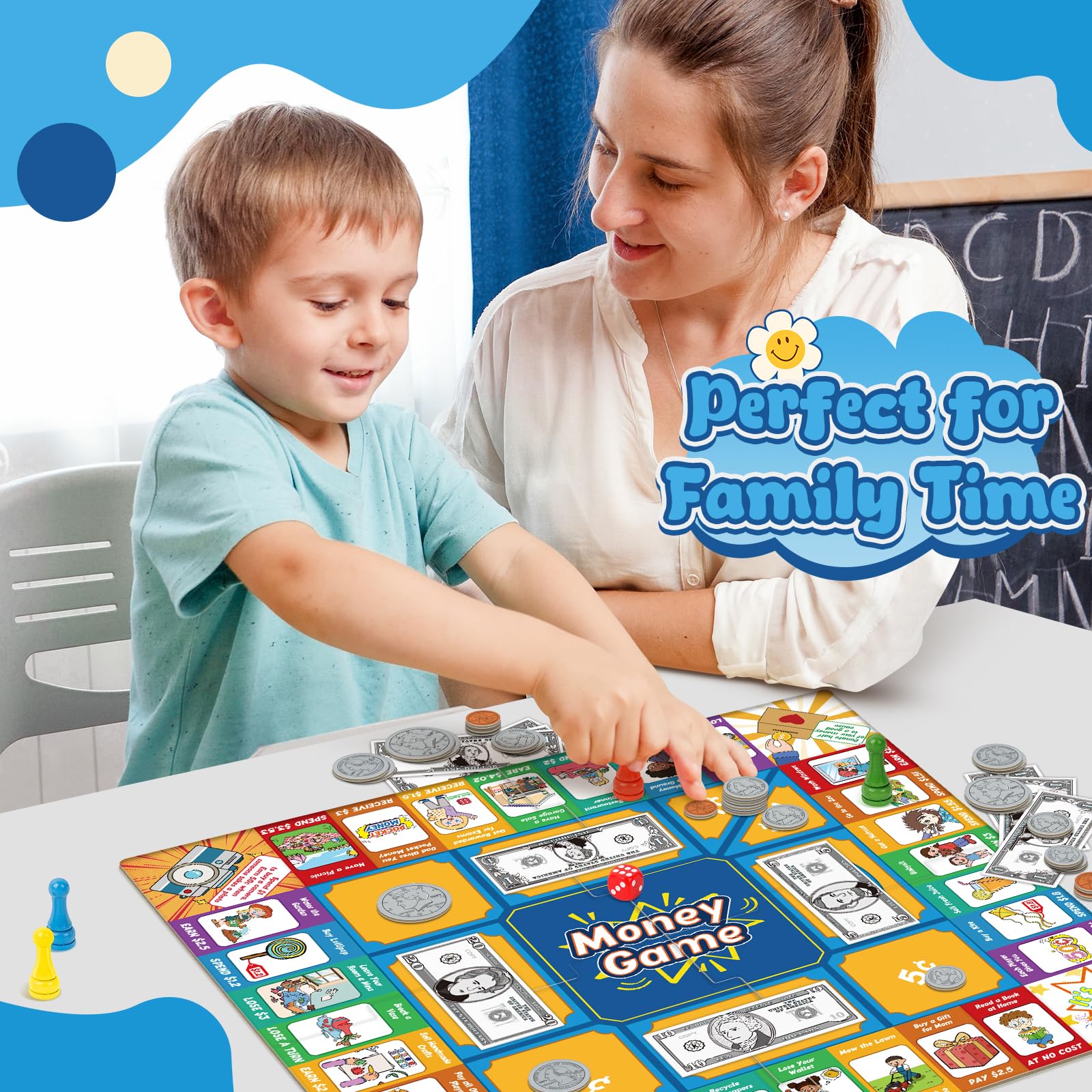 Torlam Kids’ Money Board Game with Coins & Bills