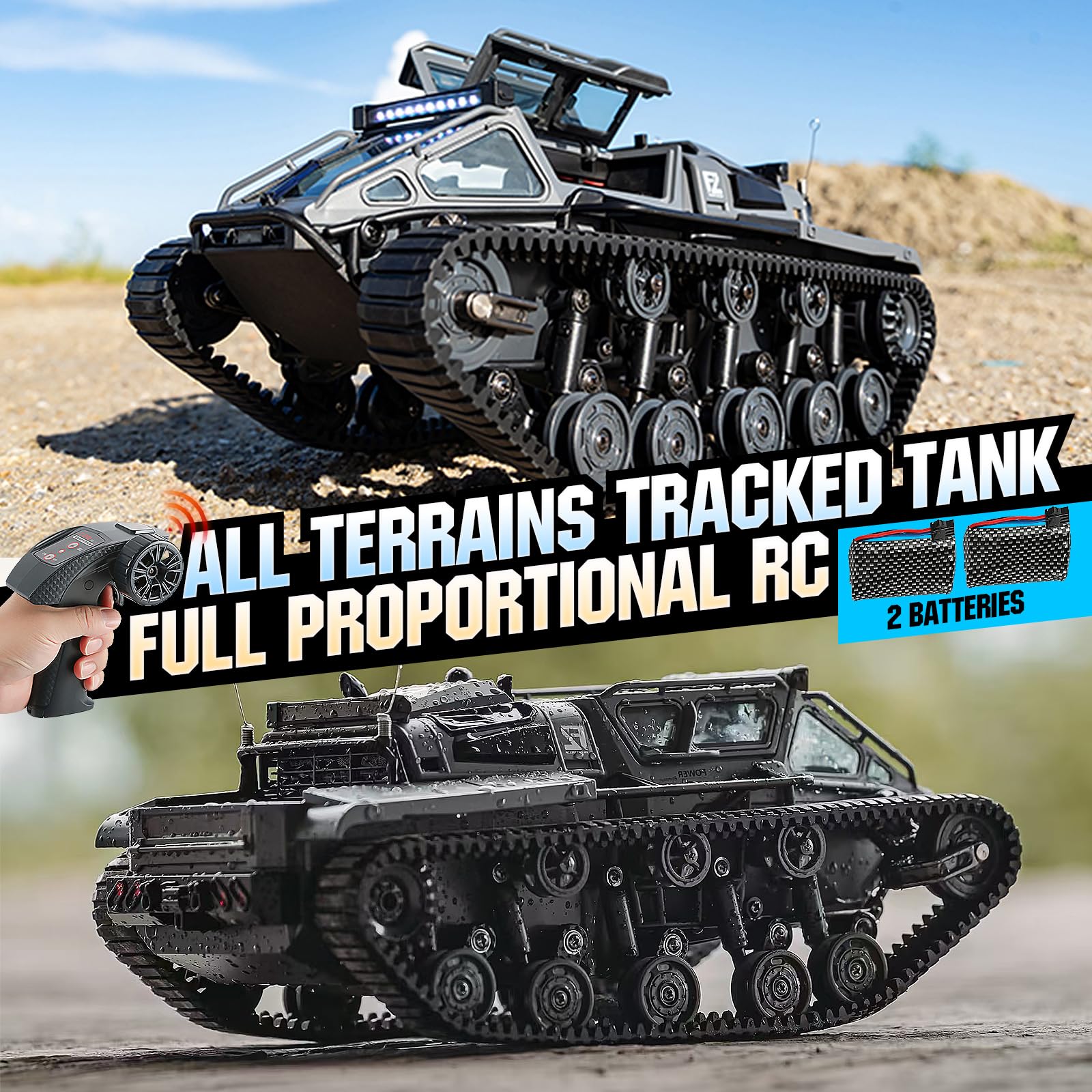 Toylefun 1:16 RC Military Tank with LED Lights
