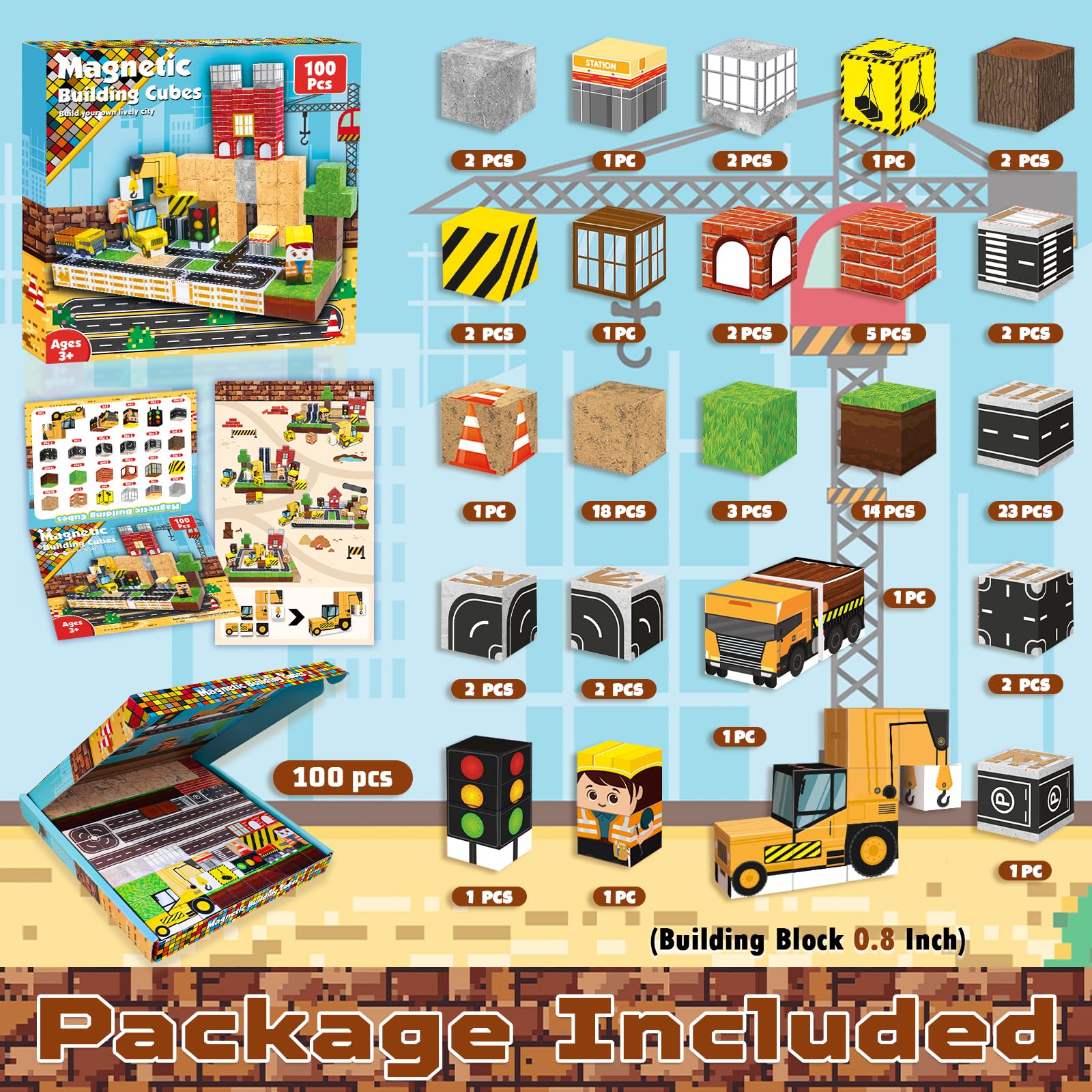ToyUnited 100-Piece Magnetic Building Blocks STEM Set