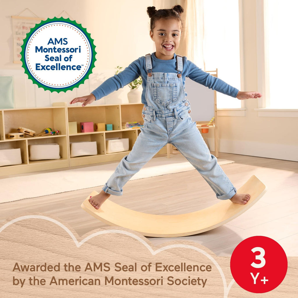 Fisher-Price Montessori Wood Balance Board for Ages 3+