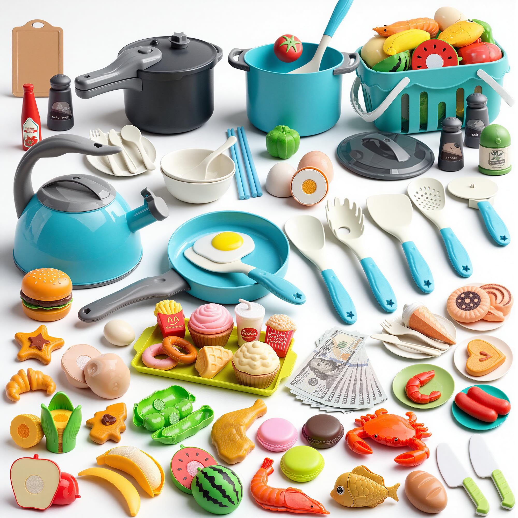 Kids’ Pretend Cooking Playset with Food & Cookware