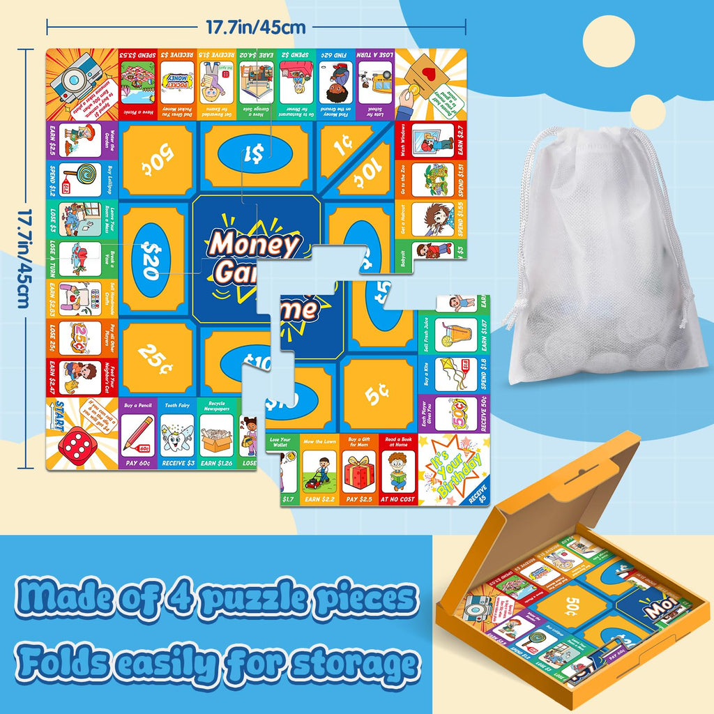 Torlam Kids’ Money Board Game with Coins & Bills
