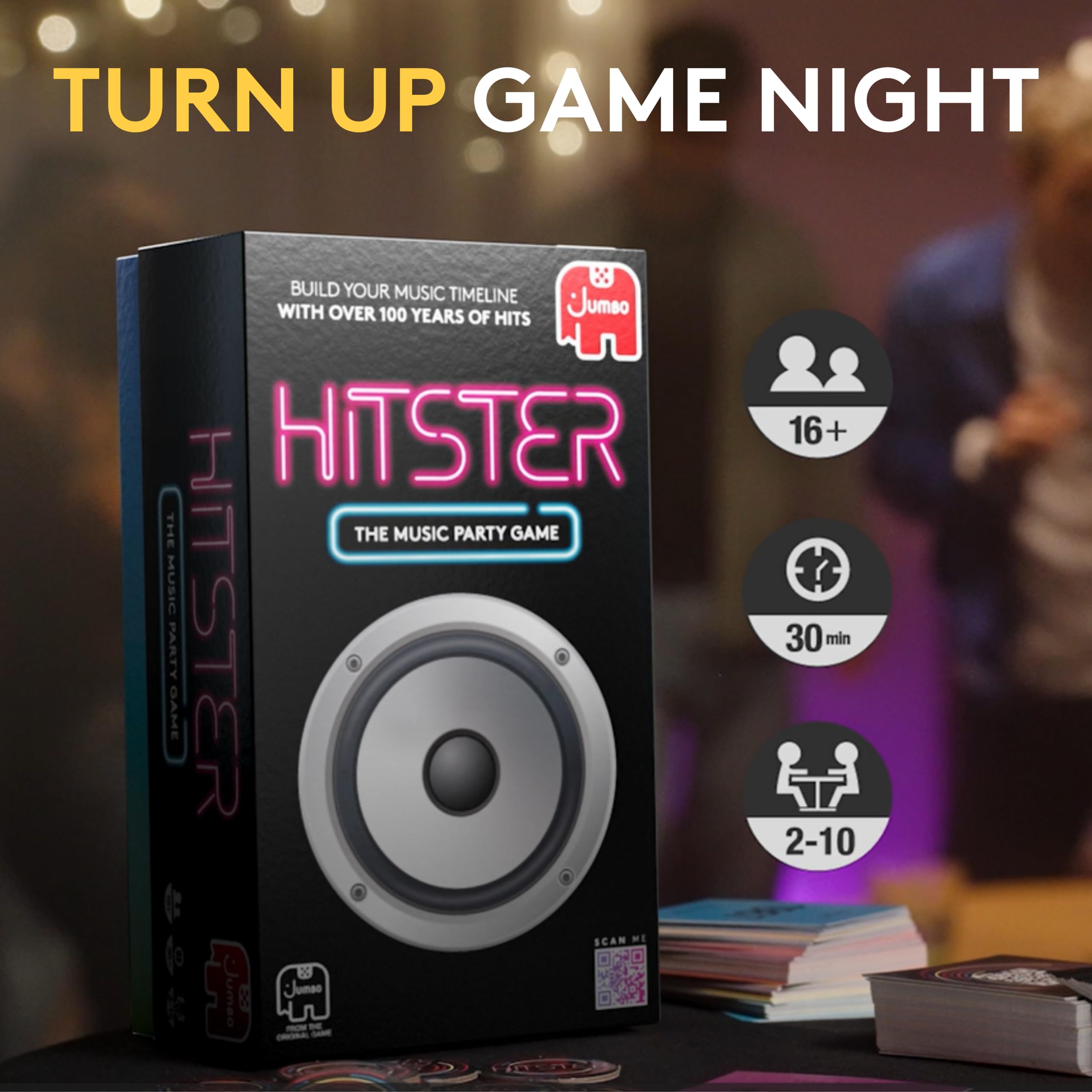 Jumbo Hitster Music Party Quiz Card Game for 2–10 Players