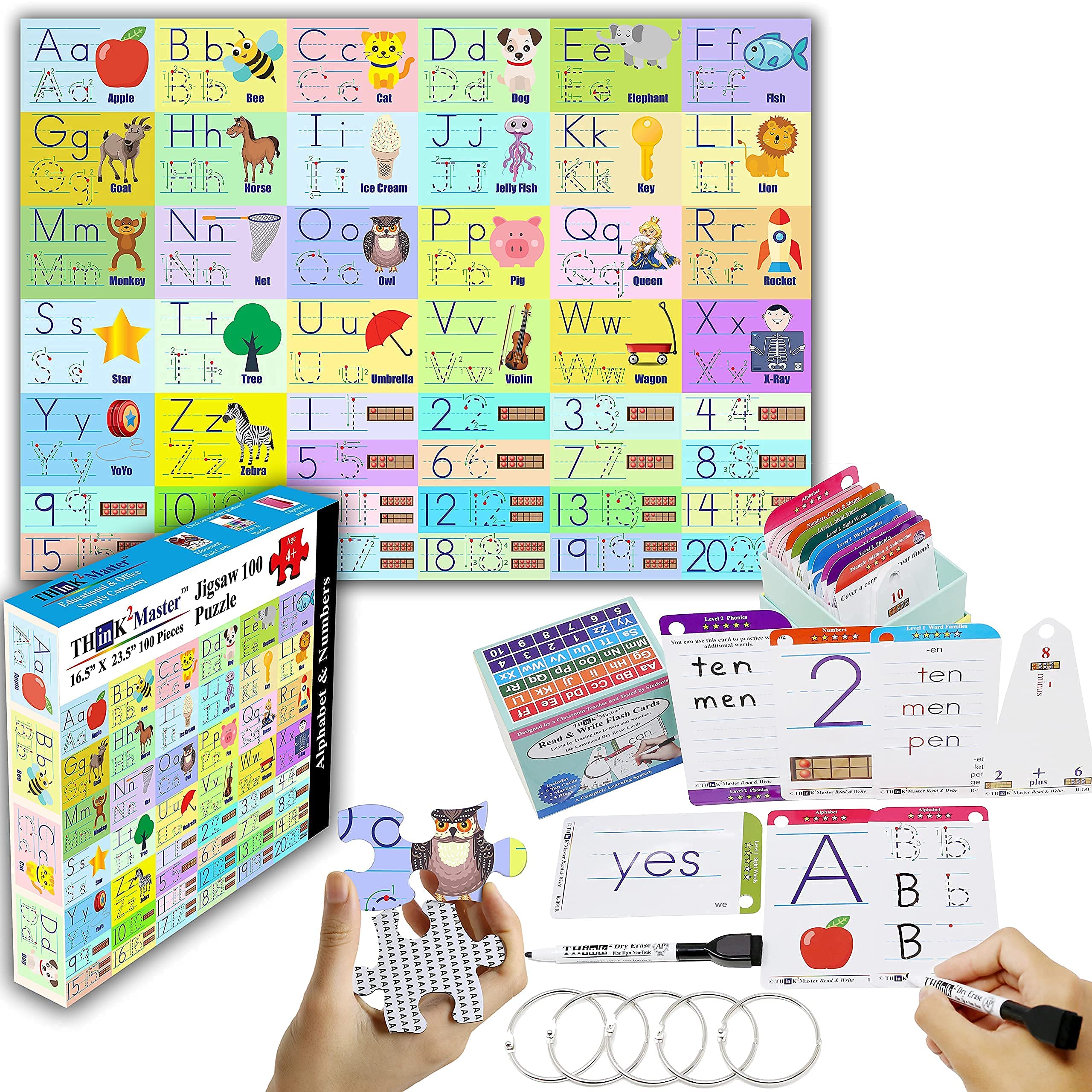 THINK2MASTER Alphabet, Phonics & Math Activity Set