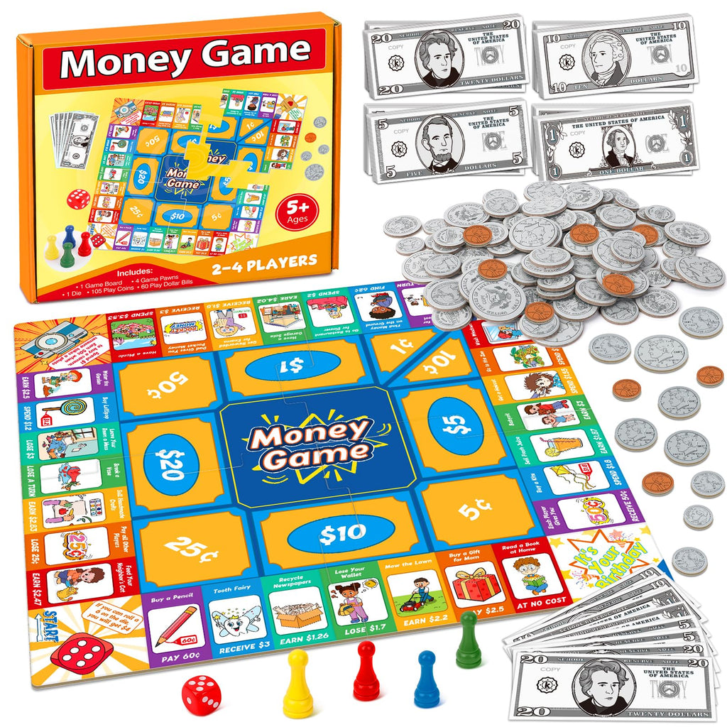 Torlam Kids’ Money Board Game with Coins & Bills