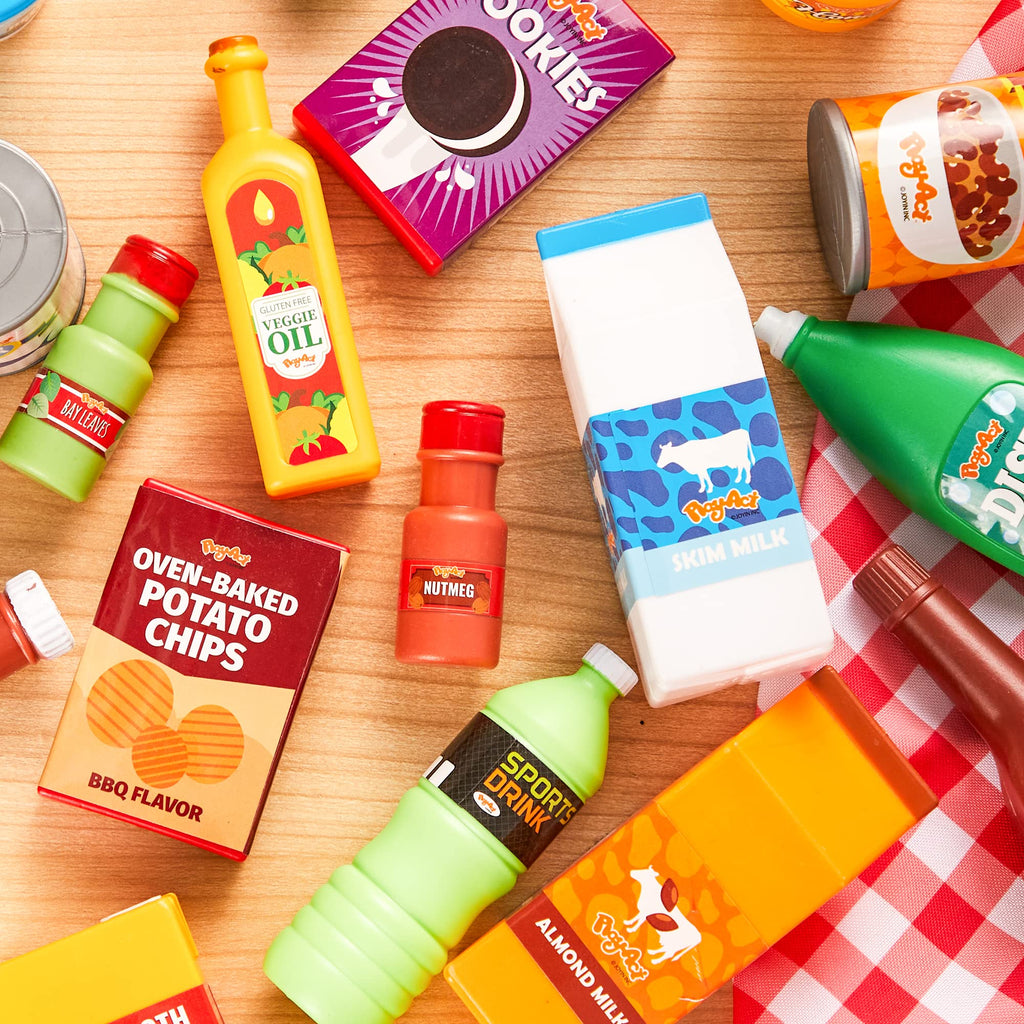 JOYIN 30-Piece Grocery Cans & Play Food Set for Kids